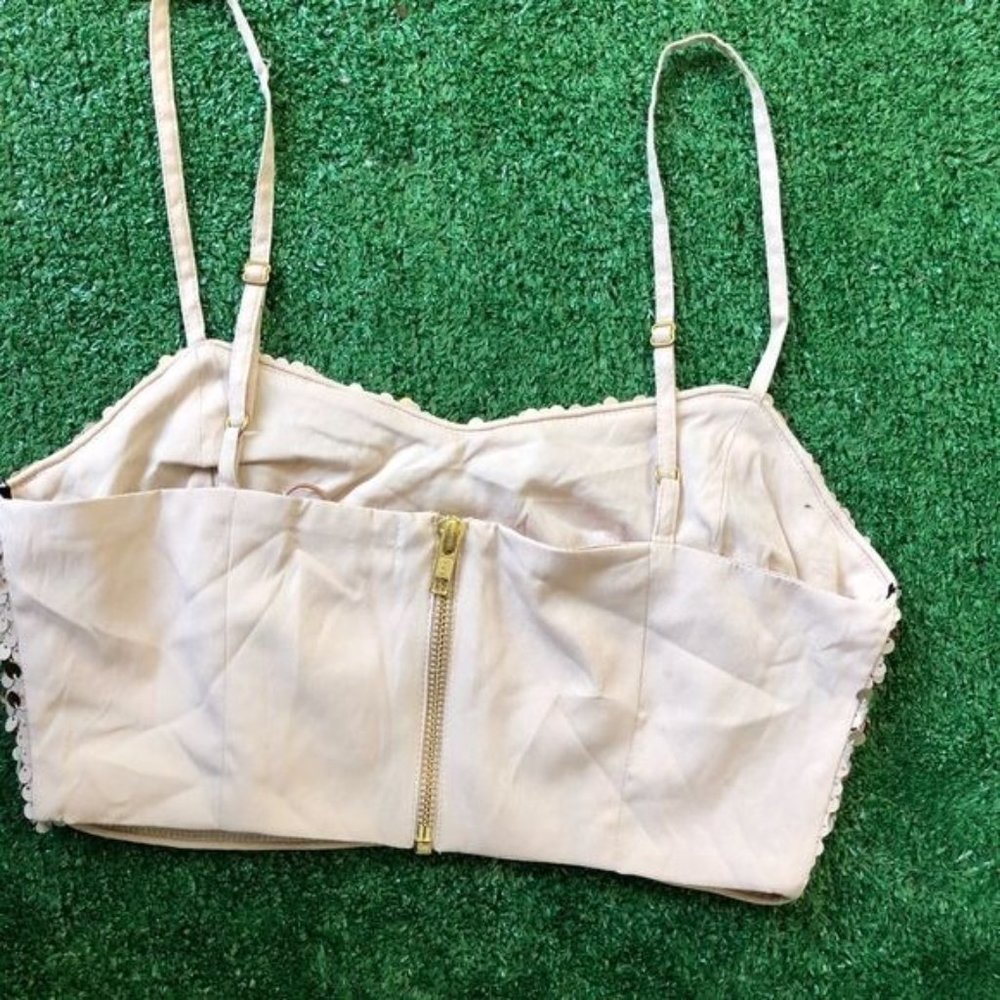 Champagne Color Crop Top W/ Sequence Adjustable S… - image 6